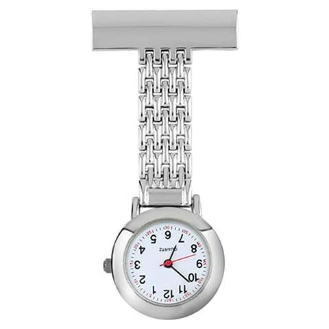 beautijiam Stainless Steel Nurse Lapel Pin Watch Hanging Medical Doctor Pocket Watch Quartz Movement Nurses Watch Cover