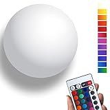 Kabellose LED Leuchtkugel Outdoor Kugellampe 40cm Ball, Farbwechsel, 42 Helligkeitsstufen, Fernbedienung - hängend,stehend - spritzwassergeschützt IP54 Gartenleuchte - innen & außen, Pool