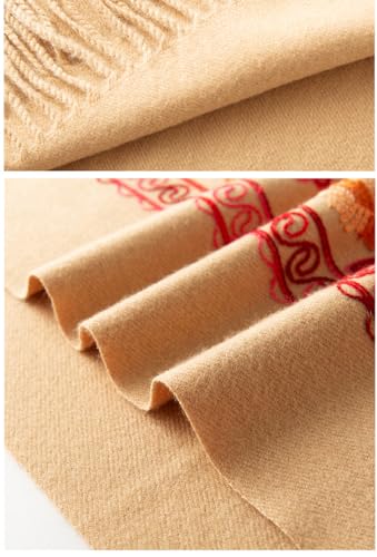 200cm*70cm Handmade Embroidered Cashmere Scarf Tassel Cashmere Floral Shawl2