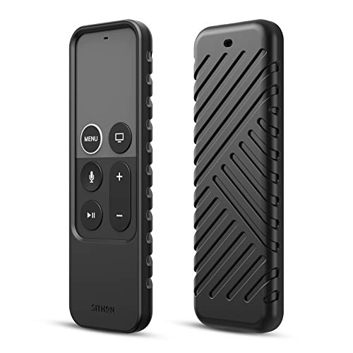 SITHON Silicone Case for Apple TV Siri Remote (1st Generation), Lightweight Shockproof Anti Slip Protective Cover for Apple TV 4K Siri Remote Controller (1st Gen), Black