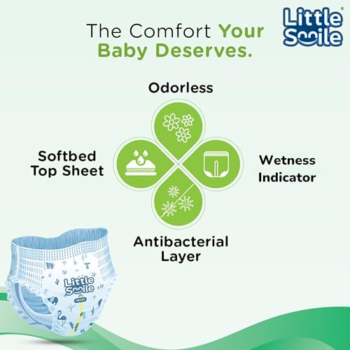 Image of Baby Diapers Pant Style | Size - M - 34 (Pack of 2) | Odorless and Antibacterial Layer with Urine Indicator (68 Pieces)