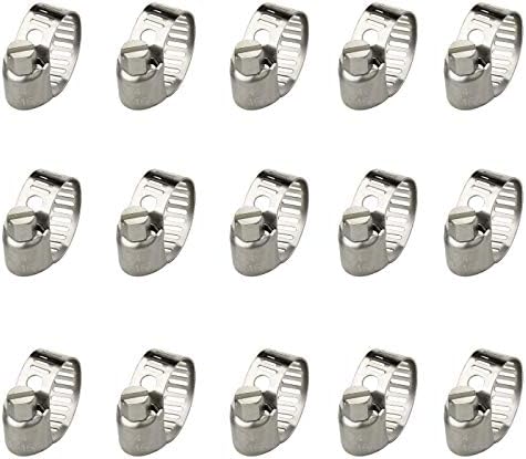 Hose Clips Adjustable Stainless Steel Hose Clamps Worm Drive Pipes Hose Clamps Clips,15 Pack (10-16 mm)