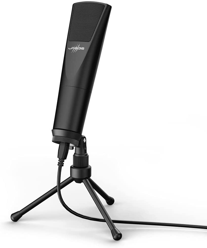 uRage Microfono a condensatore di streaming USB con braccio (microfono cardioide di registrazione Studio Conversazione YouTube Voix-off, desktop o PC portatile, cavo 2.5m, 20Hz-16kHz, 2200Ω) Nero