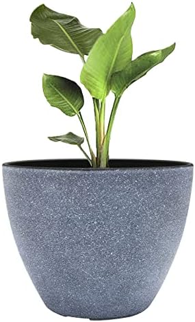 La Jolie Muse Flower Pots Outdoor Planters Indoor Modern Garden Planters W/ Drain Hole,Weathered Grey(8.6 inches, Pack 1)
