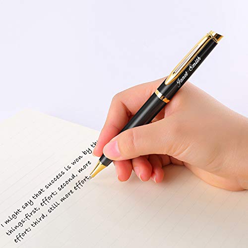 Personalized Pens Engraved,Custom Ballpoint Pen For Men Woman, Personalized Gift For Graduation, Anniversary (Black & Gold) #TOP6