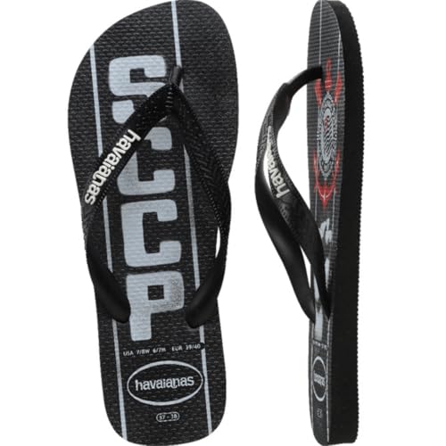 Chinelo Havaianas Masculino times Corinthians Tamanho:41/42;Cor:Preto