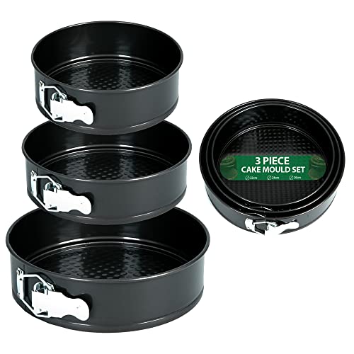 ZENO Cake Tin Set 3 PCS | Springform with Removable Bottoms | Metal Handles | Non-Stick Coating |...