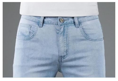 Men's Slim Fit Jeans Stretch Denim Pants Thin Classic Straight Casual Business Summer Lightweight Trousers2