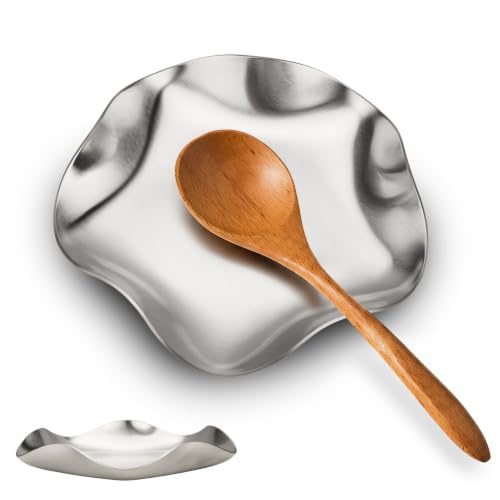 Image of VanlonPro Stainless Steel Spoon Rest, Spatula Ladle Holder, Stainless Steel Utensil Spoon Rest Holder, Brushed Finish, Dishwasher Safe 5.9 Inch (Flower Silver 1PC)