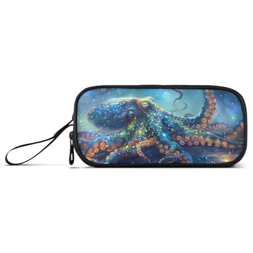 Image of Octopus Galaxy Pencil Case Box Boys Girls Large Pencil Pouch with Zipper Compartments Big Capacity Stationery Pen Bag Organizer for Kids Teens Adults School