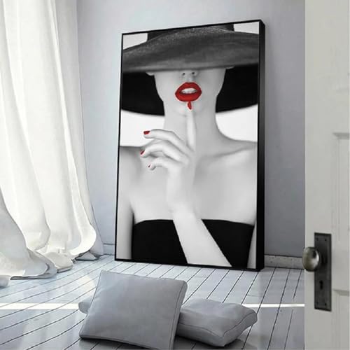 Toile maquillage moderne KEBIA peinture murale élégante lèvres rouges