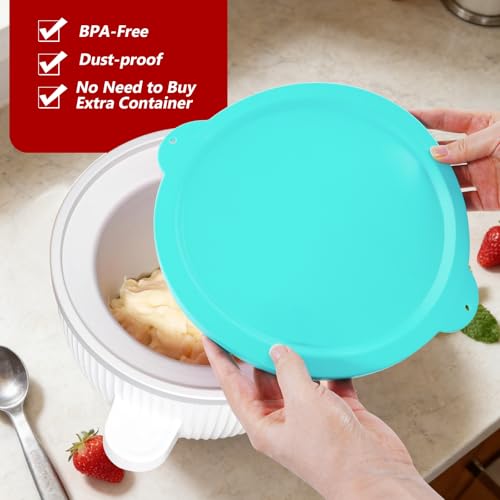 Image of Silicone Cover Compatible with 2QT Ice Cream Mixing Bowl, Silicone Lid for Kitchenaid Freezer Bowl Accessory, Dishwasher Freezer Safe