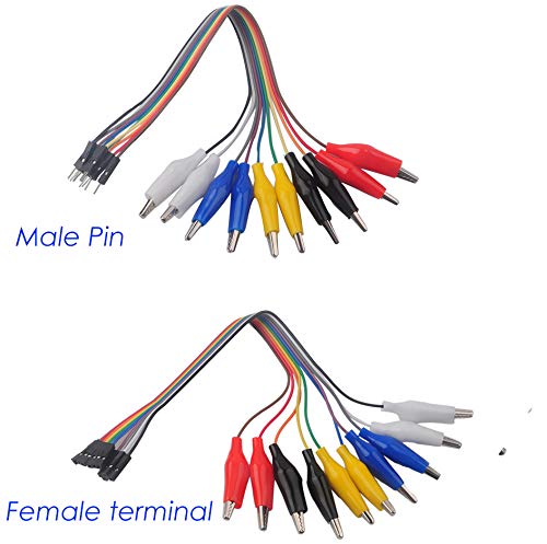 10-Pin Alligator Clip to Female Dupont Jumper Wire (20cm)