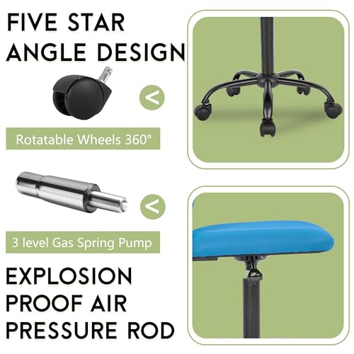 Image of BestOffice Ergonomic Office Chair Desk Chair Mesh Computer Chair Armless Back Support Modern Executive Rolling Swivel Chair with Lumbar Support（Blue）