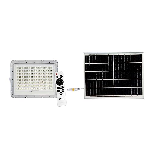 Vt-180W Faro Led Floodlight 20W Ip65 Colore Bianco Con Pannello Solare E Telecomando 4000K
