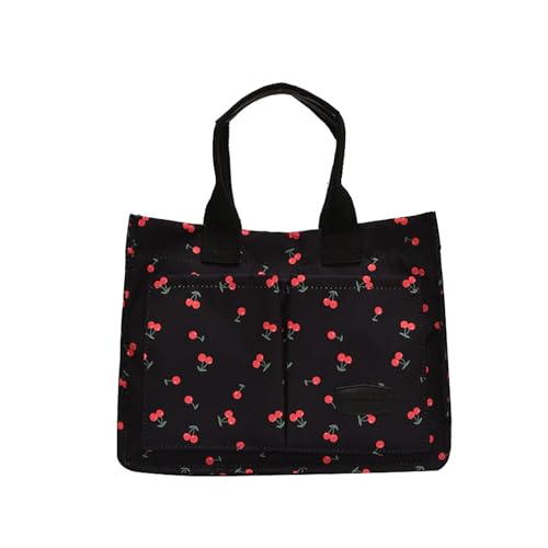 Image of Cherry Tote Bag for Women Canvas Patched Purse Cute Shoulder Bag Multi-Pocket Satchel Handbag for work travel