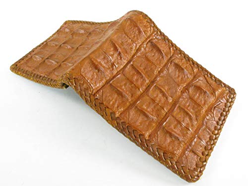 Pelgio Genuine Crocodile Alligator Backbone Skin Handmade Bifold Wallet (Tan Brown) - Image 5