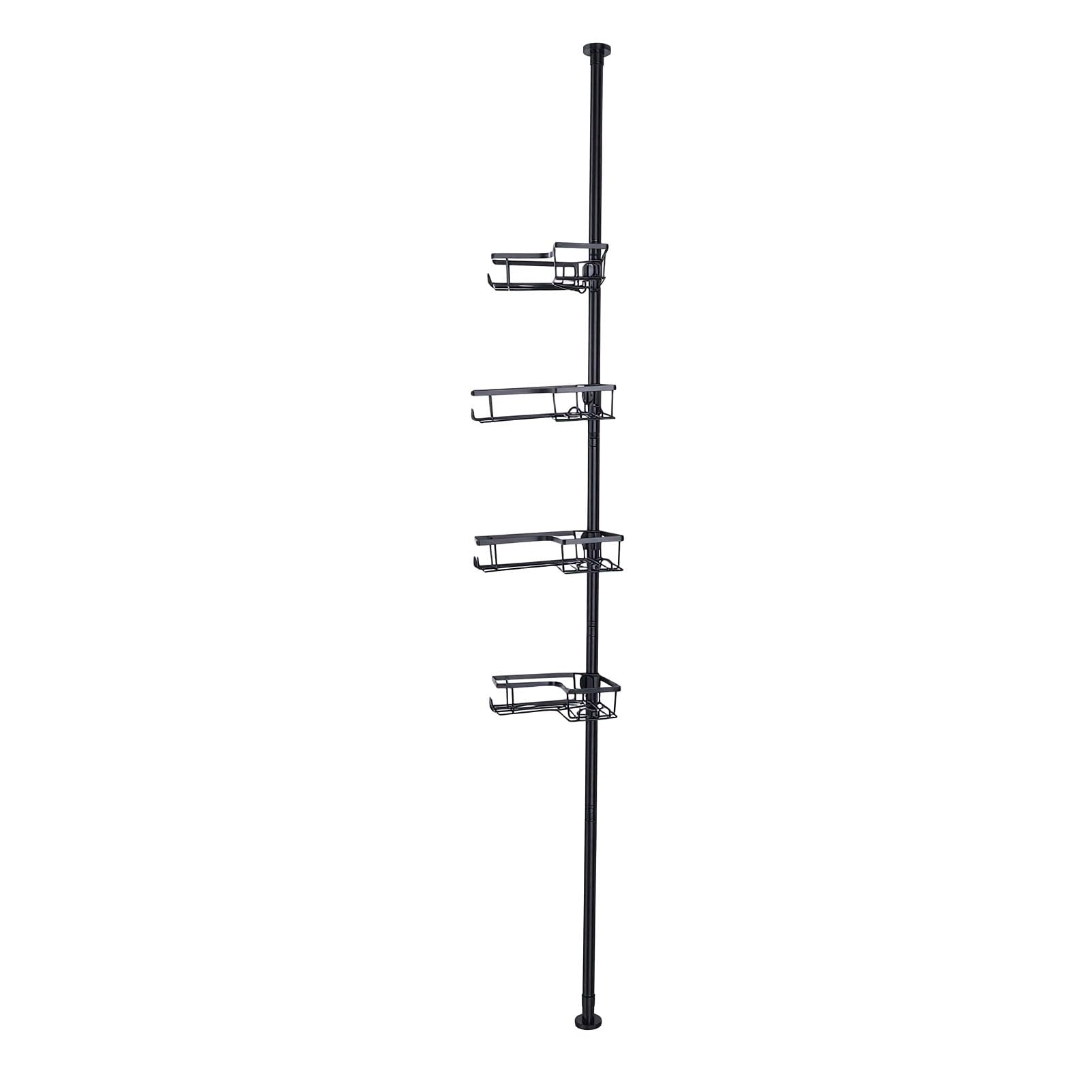 Cesta de Ducha de Esquina de Acero Inoxidable con 4 Cestas (Negro)