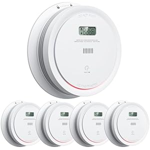 Smoke Detector Carbon Monoxide Detector Combo Battery Powered, 2 in 1 Fire & CO Alarm with LCD Display,Smoke Alarm Co Detector with Test/Silence Button for Home, 5packs
