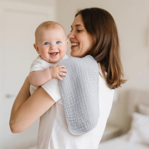 Muslin Solid Burp Cloths 100% Cotton Large 18''x10'' Extra Soft and Absorbent Multifunctional 6 Pack Baby Burping Cloth for Unisex Boys Girls (Blue Series)3