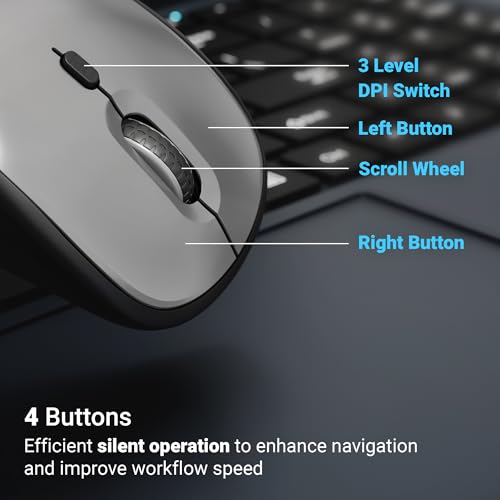 Image of Zebronics Wireless Mouse, Dual Mode 2.4GHz + BT, Upto 1600 DPI, 4 Buttons, USB Nano Receiver, Silent Operation, Ergonomic Design (Pulse 100, Black + Grey)