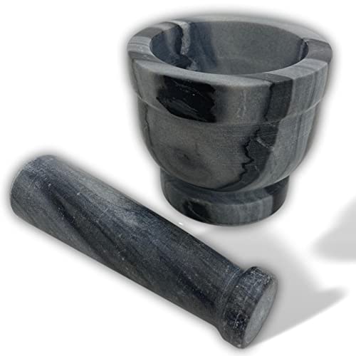Mortaio Con Pestello In Marmo Nero Coninx 15x8cm - Per Spezie, Pesto E Erbe Aromatiche, Naturale E Resistente - Foto 7
