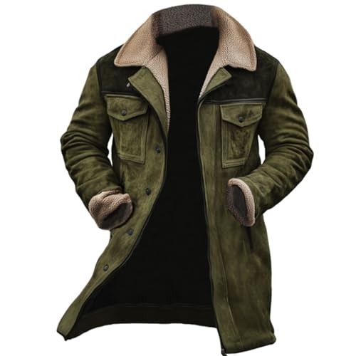 Veste en daim avec col en peluche manteau d'hiver homme