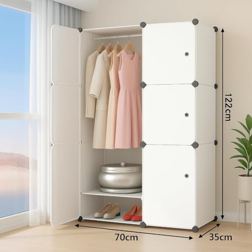 Image of Foldable Plastic Wardrobe for Clothes - Baby Cupboard for Clothes Storage, Wardrobe for Kids, Plastic Almirah, Collapsible Wardrobe for Kids Livingroom & Home (HJ1 mh)