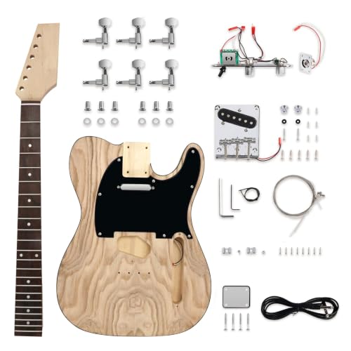 Fistrock DIY Electric Guitar Kit Tele Style Basswood Body with Ash Burl Top | Hard Maple Neck...
