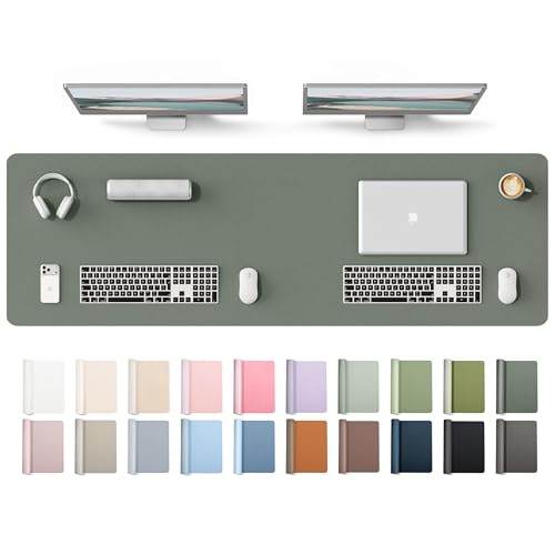 Image of YSAGi Leather Desk Protector, Office Mat, Large Mouse Mat, Non-Slip PU Leather Blotter, Laptop Desk Mat, Waterproof Writing Pad for Office and Home(Dark Green, 63 inch x 17.2 inch)