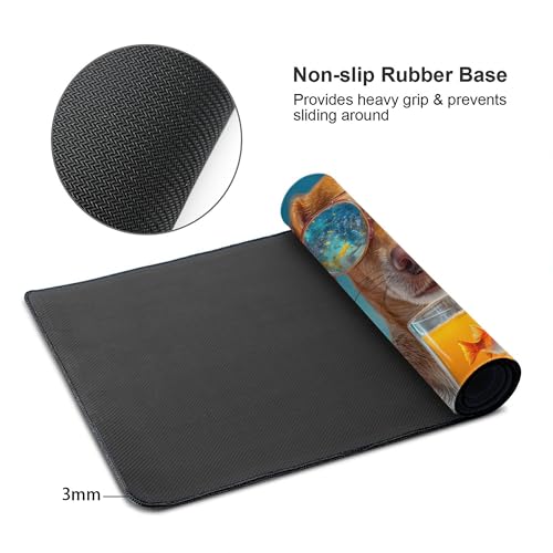 Image of Summer Beach Dogs Extended Gaming Mouse Pad, with Stitched Edges Large Mouse Pad Desk Protector, Rubber Base Mousepad Keyboard Mouses Mat for Work Game Office Home- 32 inch X 12 inch Inch,E80