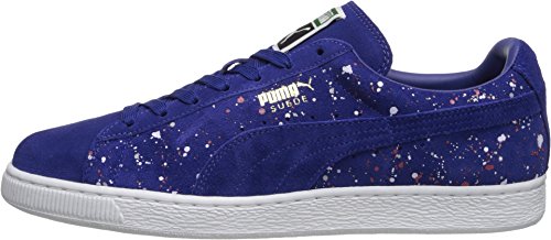 PUMA Men's Suede Classic Splattered Form-M, Mazarine Blue/White, 13 M US