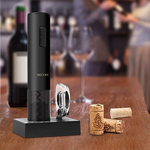 Secura Electric Wine Opener, Automatic Electric Wine Bottle Corkscrew Opener With Foil Cutter, Rechargeable (Black) #TOP5