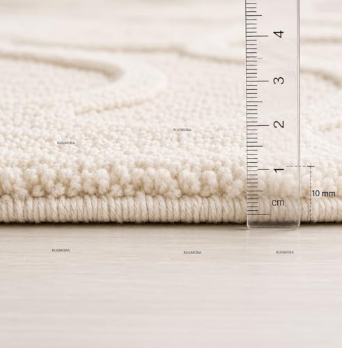 Image of Hand Tufted Wool Rug 6x8 Ft - Modern Irregular Shape Aesthetic Carpet, 1 Inch Thick Pile, Anti-Skid Backing, Soft Handmade Woolen Area Rug for Living Room, Bedroom, Hall Decor