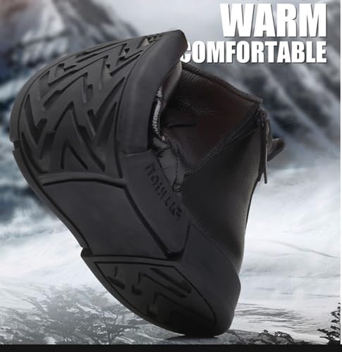 Myallfeet Men's Leather Flat Bottom Side Zippered Chukka Leather Boots Classic Fashion Mid Top Work Business Boots Comfortable And Non Slip Chelsea Dress Boots3