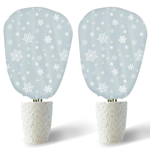 DEWUR Juego de 2 cubiertas decorativas de fieltro para invierno, 70 g/m², 90 x 110 cm, protección invernal para plantas en macetas, protección contra heladas, plantas de invierno, saco de yute,