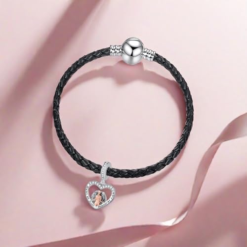 TCHYUN Sisters Love Heart Dangle Charm Cubic Zirconia Bead for Pandora Bracelet Women Gift3