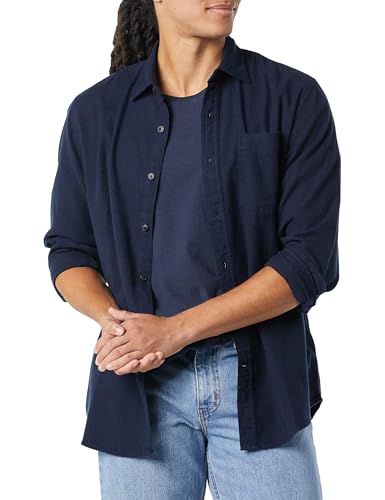 Image of Amazon Essentials Men's Regular Fit Long-Sleeve Flannel Shirt, Soft Brushed Cotton, Lightweight yet Warm
