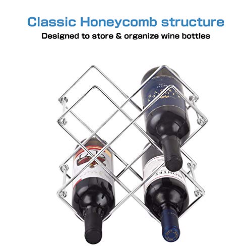 Buruis Countertop Wine Rack - 6 Bottle Wine Holder For Red White Wine Storage - Freestanding Metal Wine Rack - Small Tabletop Wine Rack - Modern Wine Bottle Holder (6 Bottle Silver) #TOP2