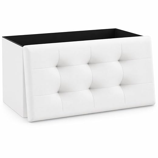T-LOVENDO.ES Folding Pouffe or Storage Bench | Ottoman Footstool | Storage Chest for Bed, Bedroom, Living Room, Dining Room or Hallway | 15 x 76 x 38 cm | Supports 300 kg.