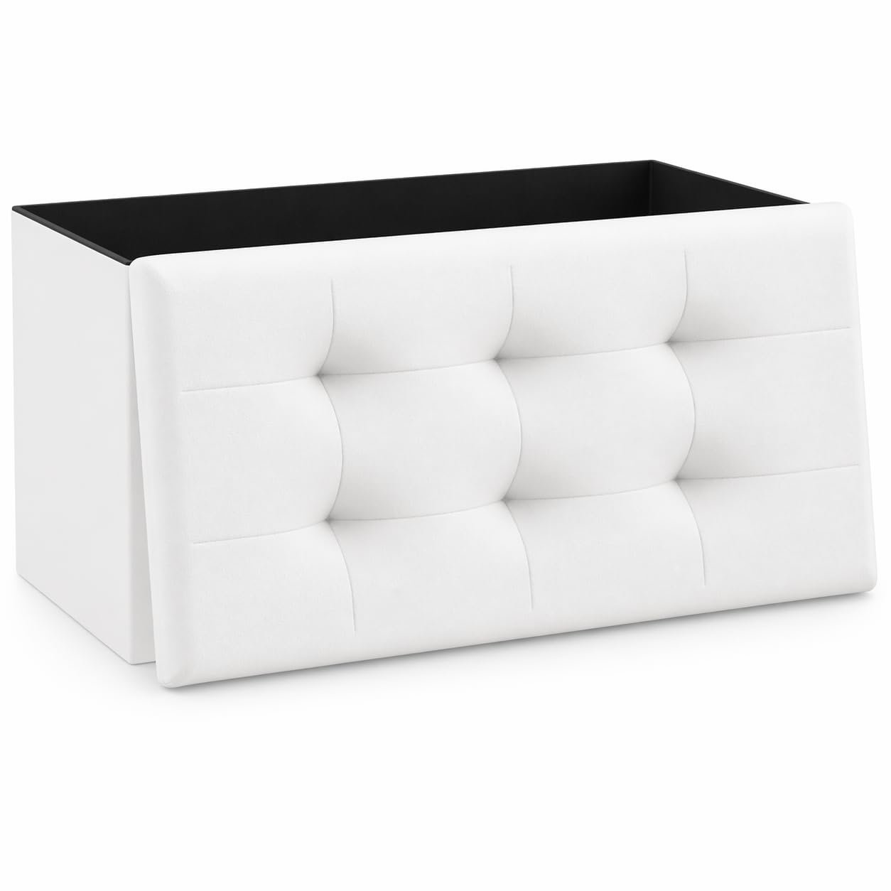 T-LOVENDO.ES Puff o Banco de almacenaje Plegable | Taburete Reposapiés Otomana | Baúl de Almacenamiento para Cama, Dormitorio, salón, Comedor o Recibidor | 38x76x38cm | Soporta 300kg.