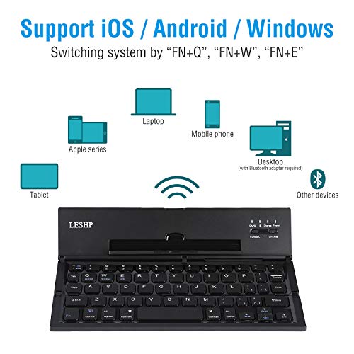 Tastiera Bluetooth pieghevole, tastiera portatile pieghevole wireless LESHP per iPhone, iPad, iPad Mini, iPad Pro, Windows, IOS, Android, tablet, Mac, PC e Smartphon