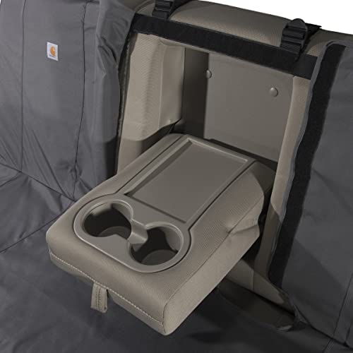Carhartt Universal Nylon Duck Canvas Automotive Bench Seat Covers, Durable Fitted Full-Size Bench Seat Protection With Rain Defender, Gravel #TOP4