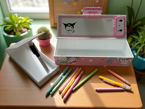 Image of Invite Kuromi Pencil Case Suitcase Style Password Lock Pencil Case, Multi-Layer Pencil Box for Kids, Boys, Girls, Stationary Organizer Box, Birthday Return Gift for Kids(Cute Kuromi-Pink Color)