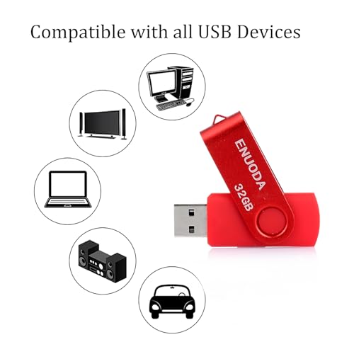 Image of 32GB Flash Drive ENUODA 3 Pack Thumb Drives Swivel Design USB 2.0 Memory Stick Jump Drive Pen Drive for Data Storage and File Transfer (Blue Red Black)