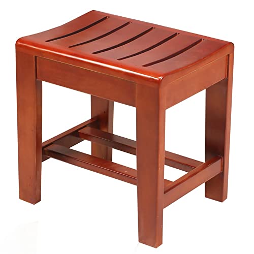 ezkxoprs Duschbank aus Eiche mit rutschfesten Füßen, 2-stufiger Badestuhl mit Ablagefach, Wasserdichter Badezimmerhocker aus Holz, Fußstütze im Eingangsbereich für Toiletten, Hotel Cover