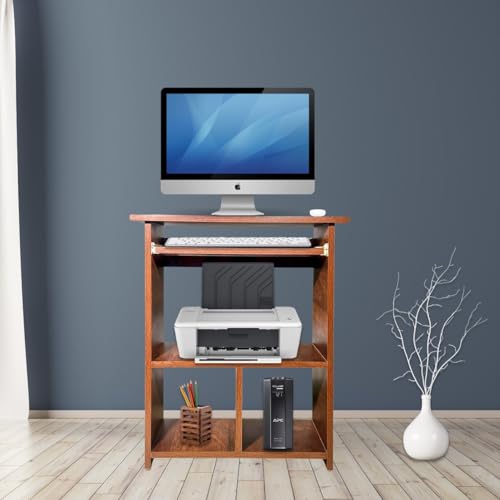 Image of Purple Furnitureᵀᴹ Engineered Wood Elite Home Office Computer Table, Study Desk, Writing Desk and Lap Desk (Matte Finish, Walnut Colour, Do-It-Yourself, Small)
