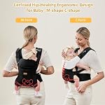 CUBY Porte-bébés de nouveau-nés, 4-in-1 Porte-bébé magnétique avec collier respirant réglable Soutien à la tête Porte-berceau bébé, porte-bébe et porte-bebebé avant et arrière Utilisation jusqu'à 8-40 LBS(Noir)