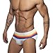 UXH Swimwear Men Sexy Swim Briefs Pride Day Strips Swimsuits Swim Briefs Bikini Board Surf Shorts Trunk (US, Alpha, Large, Regular, Regular, 337 White)