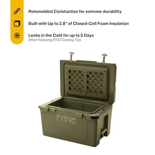 Image of RTIC Ultra-Tough Cooler Hard Insulated Portable Ice Chest Box for Beach, Drink, Beverage, Camping, Picnic, Fishing, Boat, Barbecue